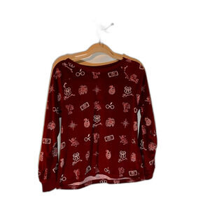 Harry Potter Burgundy Velour Wizarding World  Cosplay Pajama Sleep Lounge Top S